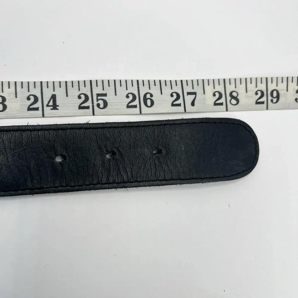 Vintage Brass and Black Leather Woven Belt